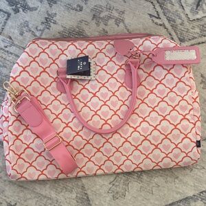 Roller Rabbit Pink and White Heart Travel Bag